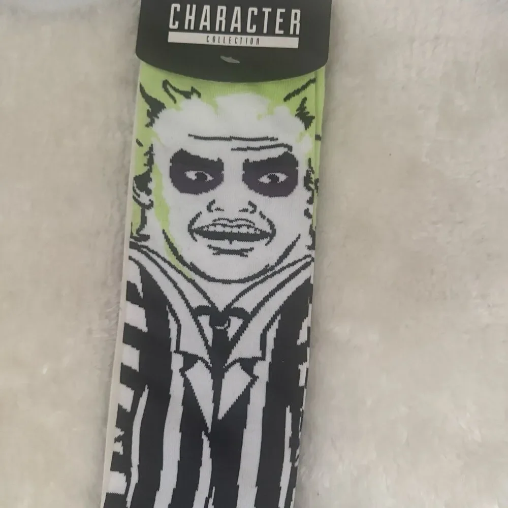 Beetlejuice 360 Men's Character Crew Socks Size 10-13 Gift  Movie Halloween Fans